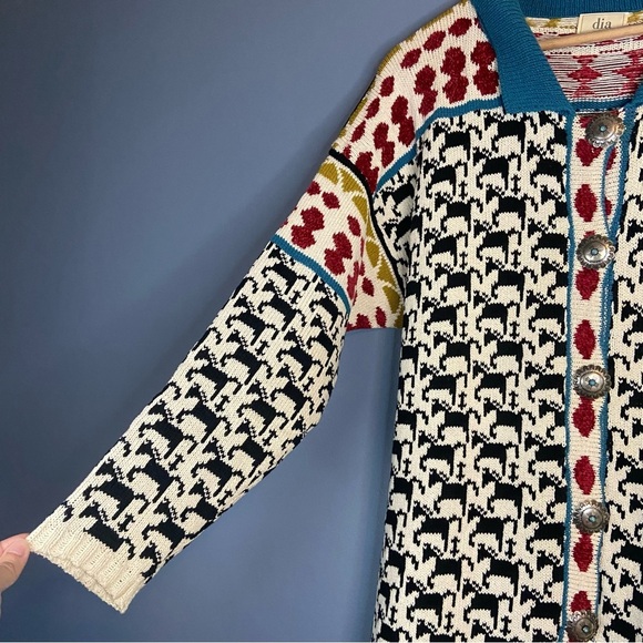Dia North of Boston Vintage 1997 Horse Print Button Up Cardigan Sweater - Picture 7 of 9